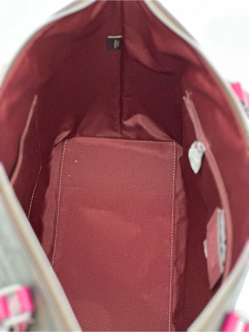 Coach Brown Signature Tote with Pink Handles